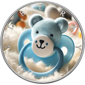 U.S. Mint Stříbrná mince 1oz kolorovaná - Přání k narození dítěte kluk 31,1 g