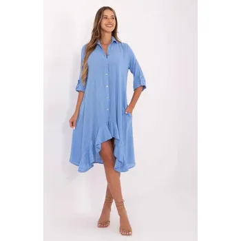 Dámské šaty Modré asymetrické košilové šaty OCH BELLA