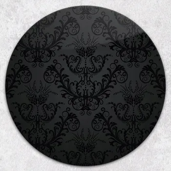 Obraz Stylové a odolné kulaté skleněné prkénko s potiskem Černá dekorace průměr 40 cm