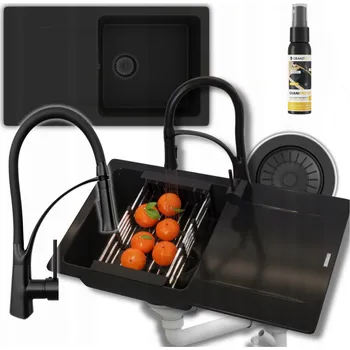 Granitový dřez Jednodřezový granitový dřez Granitan TRENDY, černý