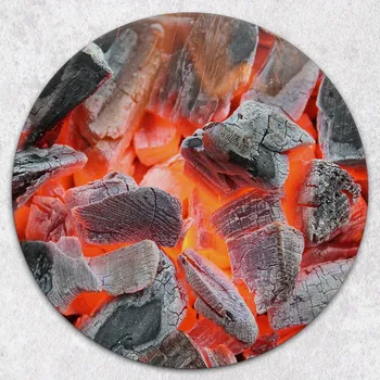 Kuchyňské prkénko Stylové a odolné kulaté skleněné prkénko s potiskem Hořící uhlí průměr 40 cm