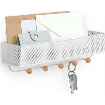 věšák na klíče Nástěnný organizér a věšák do domu nebo kanceláře bílý 32 cm ESTIQUE Umbra