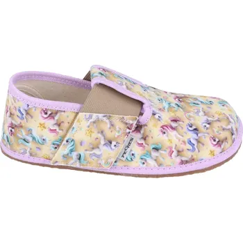 Dívčí bačkory Pegres barefoot papuče BF01 - jednorožec 24