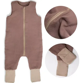 Zavinovačka ESITO | Mušelínový spací pytel s nohavicemi Brown - hnědá / 9 m - 36 m