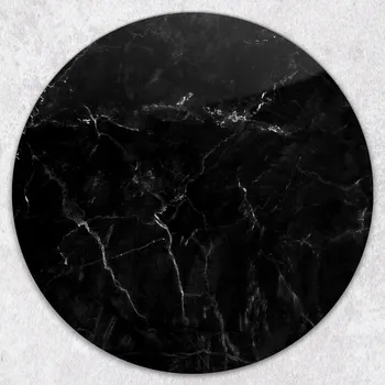 Kuchyňské prkénko Kulaté tvrzené skleněné prkénko S Potiskem Jednoduchý černý mramor průměr 40 cm