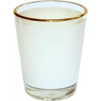 Sklenice Skleněný panák s bílým podkresem a zlatou linkou - 1,5 Oz