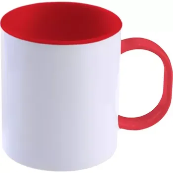 Hrnek polymerový 11 Oz s barevným vnitřkem a uchem - červený