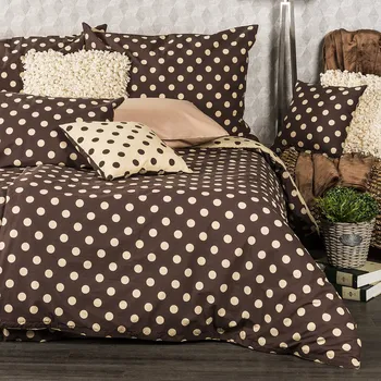 Povlečení 4Home Bavlněné povlečení Puntík Čokoláda hnědé 140 x 200, 70 x 90 cm zipový uzávěr