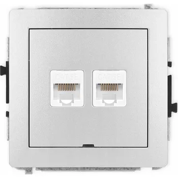 Elektrická zásuvka POČÍTAČOVÁ ZÁSUVKA 2xRJ45 5e KARLIK DECO STŘÍBRNÁ