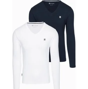 Pánská móda Ombre Clothing Dvojité balení triček s dlouhým rukávem a logem Z87-V1