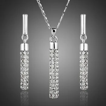 Souprava šperků Francesca Petrucci Souprava náhrdelníku a náušnic Swarovski Elements White Elegance SET0216-TG0216B Bílá/čirá 40 cm + 5 cm (prodloužení)