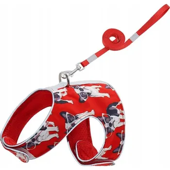 Postroj pro psa NETLAČÍCÍ POSTROJ pro MALÉHO psa/kočku vesta + Vodítko | Červená L