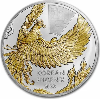 Stříbrná mince 1 oz Korean Phoenix 2022 Zlacená Korejský fénix