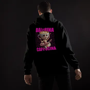 Dámská mikina Ballerina Cappucina – Meme mikina s potiskem (Italian Brainrot) Barva: 00 - Bílá, Velikost: 3XL