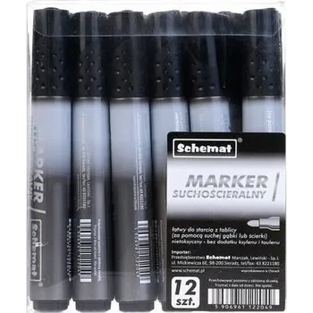 Set školních potřeb Marker suchościeralny okrągły czarny (12szt)