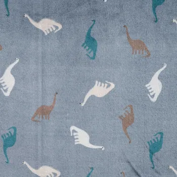 Strima Cuddle Fleece Print + Uni - Dinos, Dusty Blue