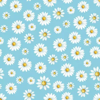 Úplet, Květy kopretin na světle modré (E) (Top kvalitní úplet Bella digitisk)