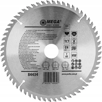 Vrták Kotoučová pila na dřevo, MDF, laminát s karbidem 210x30/20/16mm 60 zubů Mega