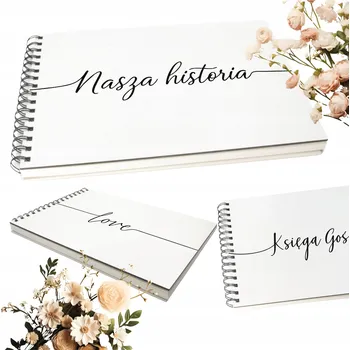 Svatební dekorace KNIHA SVATEBNÍCH HOSTŮ VELKÁ 31 x 21 cm SILNÉ KARTIČKY Svatební Hostina Svatba Pořádná