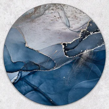 Kuchyňské prkénko Kulaté tvrzené skleněné prkénko S Potiskem Tmavě modrý mramor průměr 40 cm