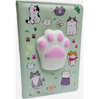 Zápisník Notes - Deník s kočičkou s mačkací hračkou - Kočičí tlapka, formát A5, linkovaný, motiv kočky Adar