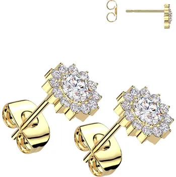 Náušnice Steel Edge Titanové náušnice se zirkony SET23R14 Barva: Zlatá