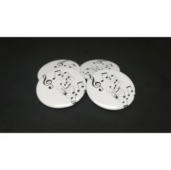 Button kovová placka - s potiskem letící noty