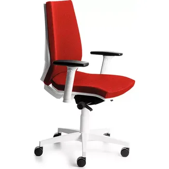 Kancelářská židle Rocada 922W-2, červená s bílou konstrukcí, látkový potah, nastavitelné područky