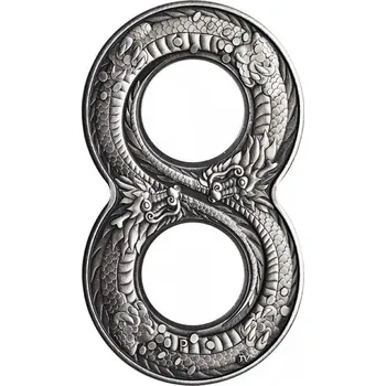 Perth Mint Stříbrná mince 2 oz "8" Drak 2018 Ostařená
