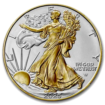 Stříbrná mince 1 oz US Silver Eagle 2025 BU zlacený