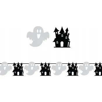PAPÍROVÁ GIRLANDA DUCHOVÉ HRADY ČERNO-BÍLÁ 300 CM HALLOWEEN DEKORACE