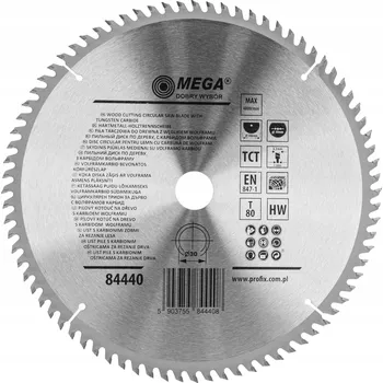 Pilový kotouč Pilový kotouč na dřevo, MDF, laminát s karbidem 300x30mm 80 zubů Mega 84440