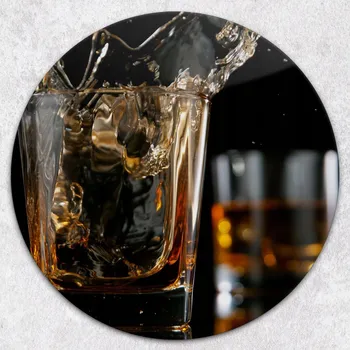 Kuchyňské prkénko Kulaté tvrzené skleněné kuchyňské prkénko s grafikou Alkohol Whiskey fi 40 cm