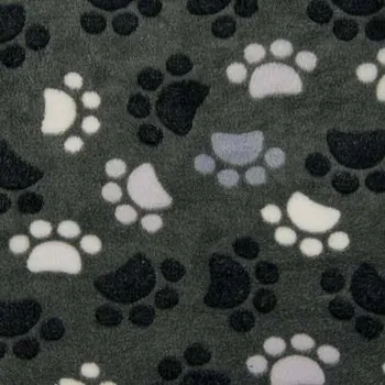 Strima Fleece Jacquard Print - Dog Paws, Grey/Black