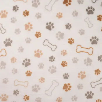 Strima Cute Fleece Print - Paws And Bones, Off White