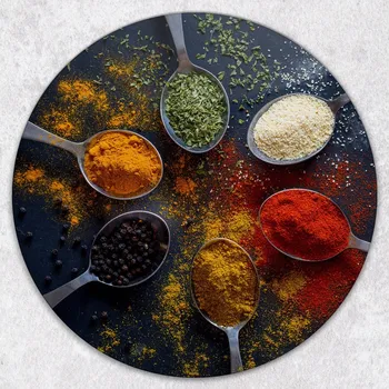 Kuchyňské prkénko Kulaté skleněné prkénko na krájení a servírování zeleniny a koření, průměr 40 cm