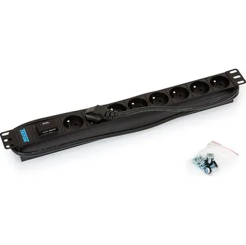 Rozvaděč RAB-PD-X07-A1 - 19“ rozvodný panel 8xCZ zásuvka,3x1,5mm,2m kabel,bleskojistka