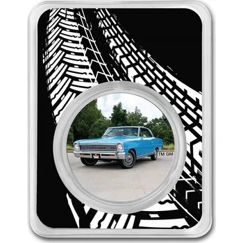 Stříbgrná mince 1 oz Chevrolet Nova SS Kolorovaná