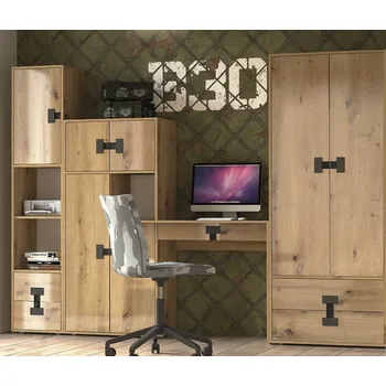 Dětsný nábytek Domel Dětský pokoj Index E Barevné provedení dveří: Šedý lesk, Úchyty Domel: Dub