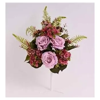 umělá květina kytice růží, hortenzie horizontální 60 cm, fialová