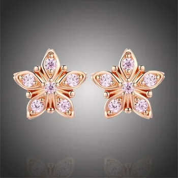 Náušnice GRACE Silver Jewellery Stříbrné náušnice se zirkony Alyssa, stříbro 925/1000, květina E-BSE034/11 Zlatá