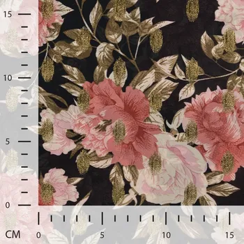 Strima Poly Foil Print - Flowers, Black