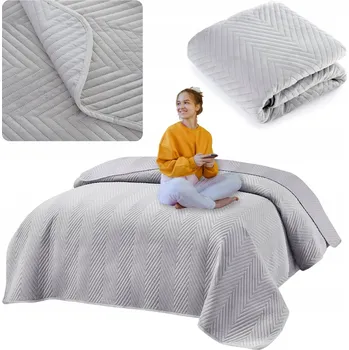 Přehoz na lůžko Přehoz na postel Łóżkoholicy velur 220 cm x 240 cm šedý