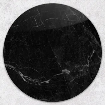 Kuchyňské prkénko Dekorativní Kulaté Skleněné Prkénko na Krájení Černo-Bílý Mramor průměr 40 cm