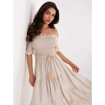 Dámské šaty Béžové puntíkované šaty na léto