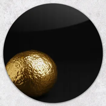 Kuchyňské prkénko Kulaté kuchyňské skleněné prkénko tvrzené s grafikou Zlatý Citron průměr 40 cm