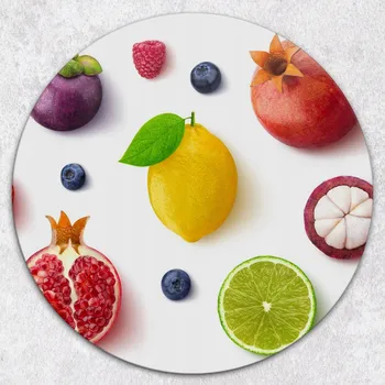 Kuchyňské prkénko Kulaté kuchyňské skleněné prkénko s ovocným motivem, tvrzené, průměr 40 cm