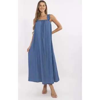 Dámské šaty Tmavě modré maxi šaty z tenké džínoviny