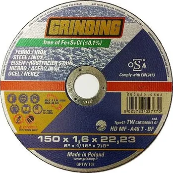 Řezný kotouč GRINDING 125*1,6R řezný kotouč na nerez, ocel 88.1-125-1,6R