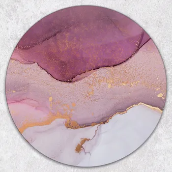 Kuchyňské prkénko Kulaté kuchyňské skleněné prkénko z tvrzeného skla s grafikou Růžový mramor, průměr 40 cm